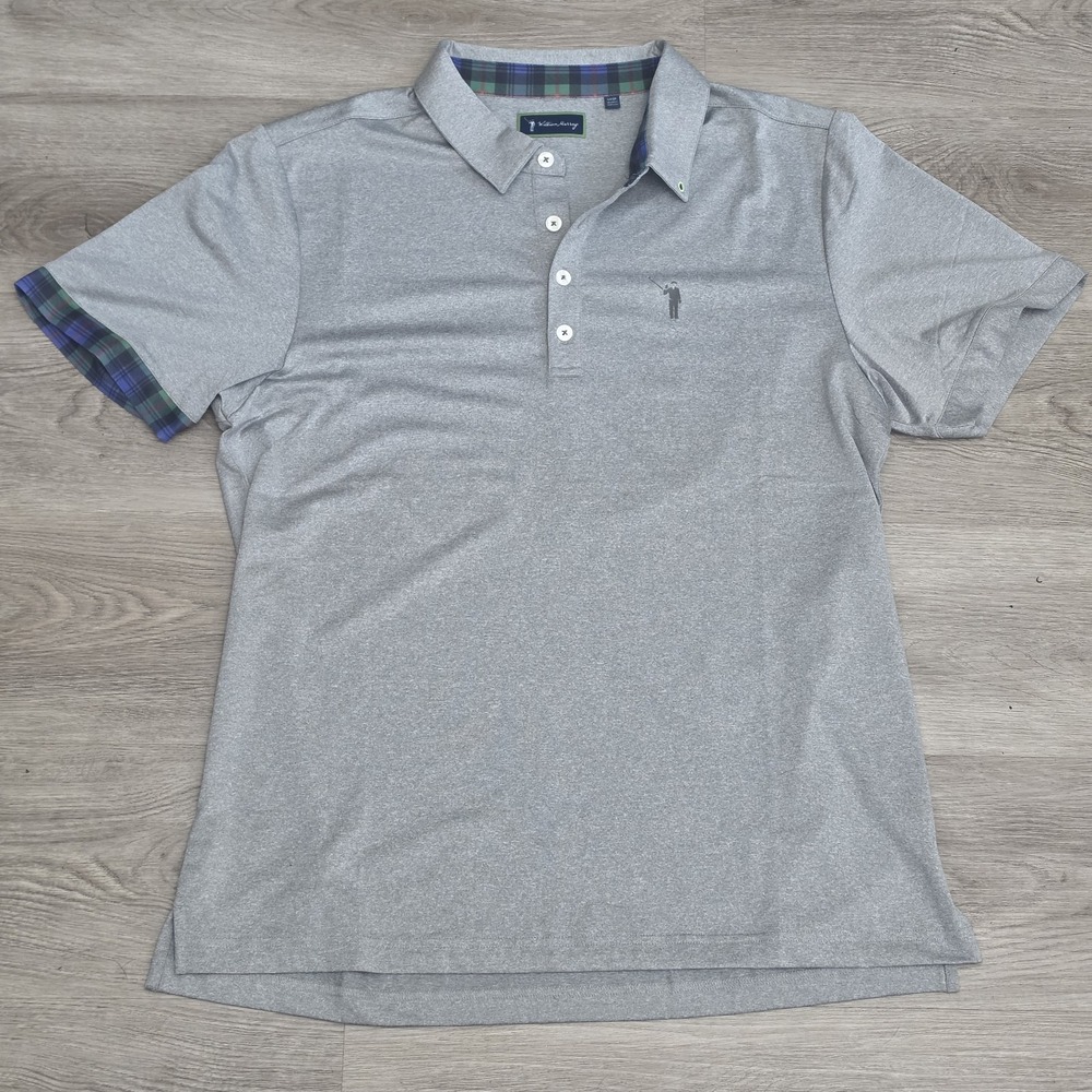William Murray Polo Shirt Mens Large Gray Solid Golf Performance Stretch
